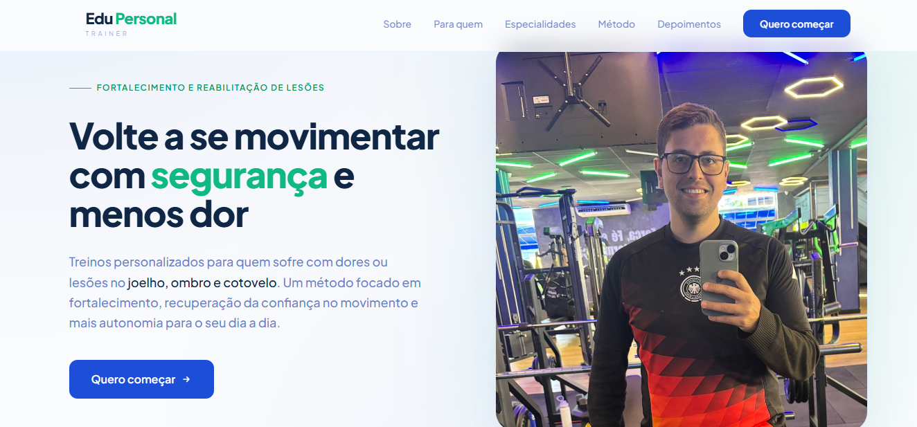 Página de Edu Personal Trainer